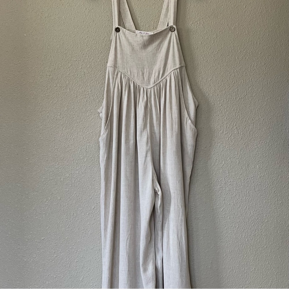 Relaxed Fit Linen Jumpsuit Size M